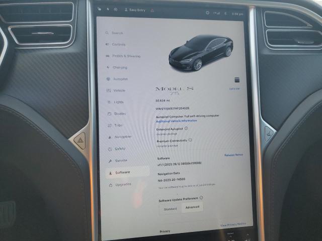 5YJSA1E11HF204526 - 2017 TESLA MODEL S BLACK photo 9