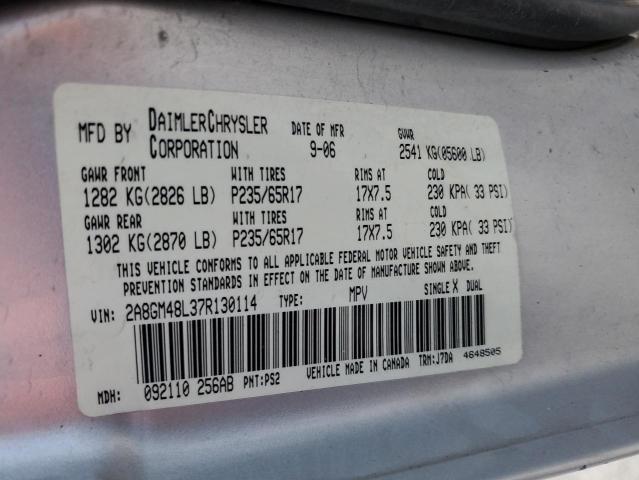 2A8GM48L37R130114 - 2007 CHRYSLER PACIFICA SILVER photo 12