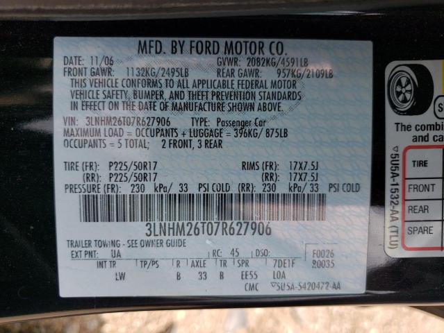 3LNHM26T07R627906 - 2007 LINCOLN MKZ BLACK photo 13