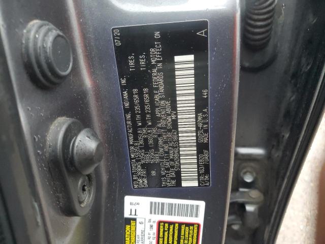 5TDHZRBH6LS518647 - 2020 TOYOTA HIGHLANDER XLE GRAY photo 13