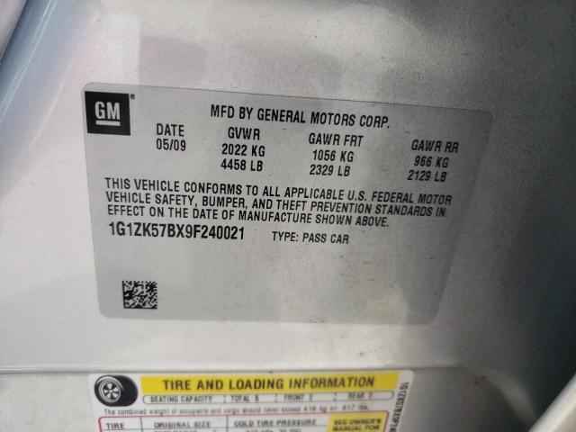 1G1ZK57BX9F240021 - 2009 CHEVROLET MALIBU LTZ Gümüş foto 12