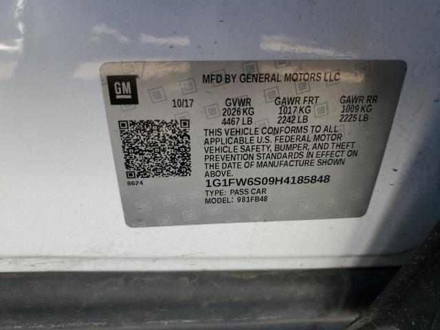 1G1FW6S09H4185848 - 2017 CHEVROLET BOLT EV LT WHITE photo 12