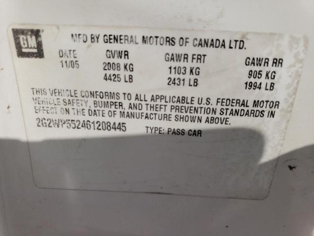 2G2WP552461208445 - 2006 PONTIAC GRAND PRIX 白色 照片 12