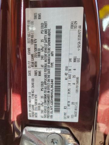 5LMTJ2DH6HUL36240 - 2017 LINCOLN MKC SELECT 勃艮第红 照片 13