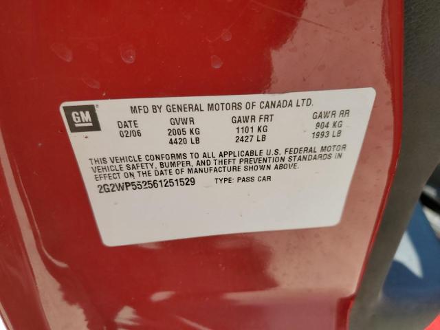 2G2WP552561251529 - 2006 PONTIAC GRAND PRIX RED photo 12