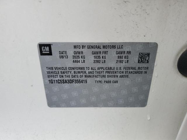 1G11C5SA3DF356419 - 2013 CHEVROLET MALIBU 1LT WHITE photo 12