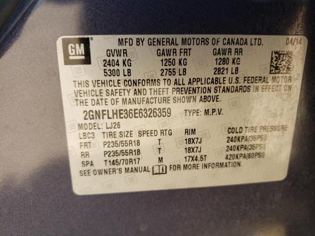 2GNFLHE36E6326359 - 2014 CHEVROLET EQUINOX LTZ GRAY photo 12