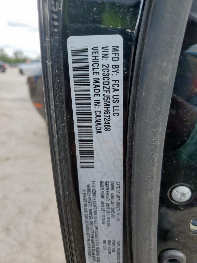 2C3CDZFJ5MH672468 - 2021 DODGE CHALLENGER R/T SCAT PACK BLACK photo 12