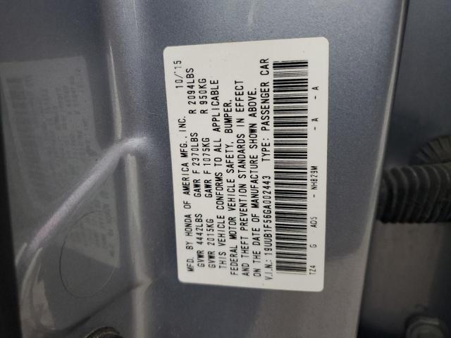 19UUB1F56GA002443 - 2016 ACURA TLX TECH SILVER photo 12