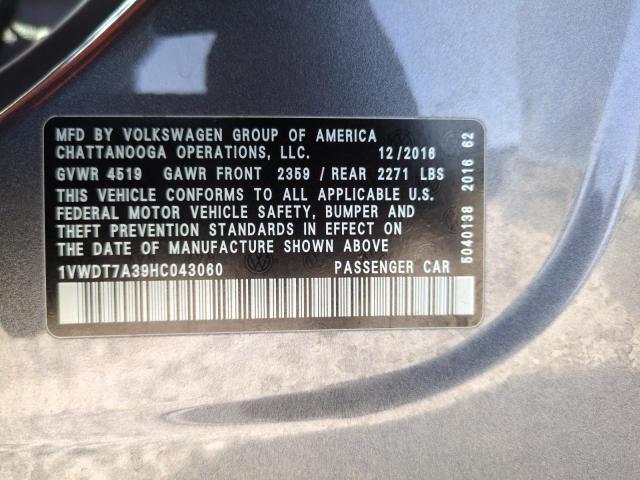 1VWDT7A39HC043060 - 2017 VOLKSWAGEN PASSAT R-LINE Boz foto 13