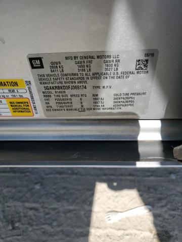 5GAKRBKD3FJ369174 - 2015 BUICK ENCLAVE SILVER photo 13