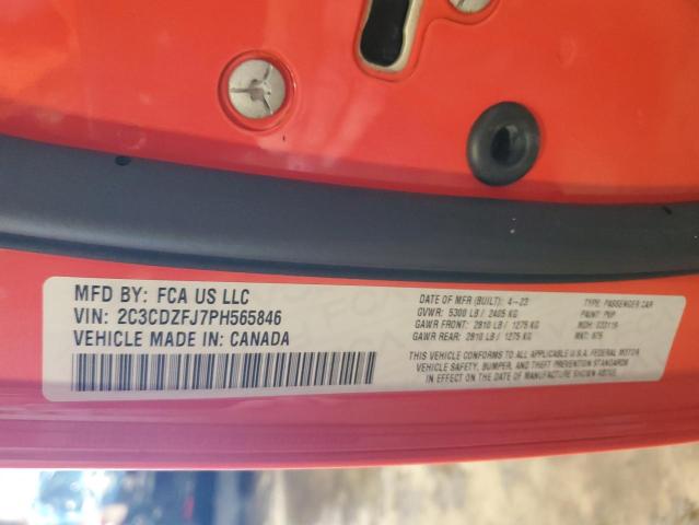 2C3CDZFJ7PH565846 - 2023 DODGE CHALLENGER R/T SCAT PACK ORANGE photo 12