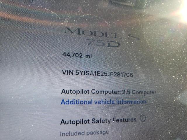 5YJSA1E25JF281706 - 2018 TESLA MODEL S Gümüş foto 9