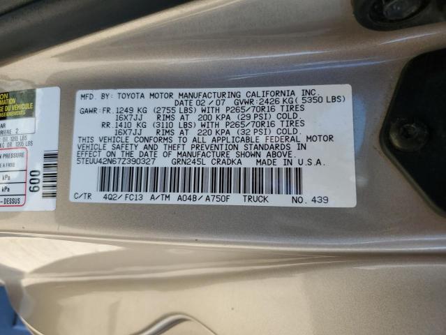 5TEUU42N67Z390327 - 2007 TOYOTA TACOMA ACCESS CAB თაფლისფერი ფოტო 13