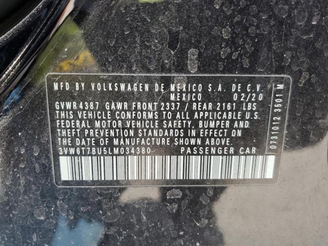 3VW6T7BU5LM034380 - 2020 VOLKSWAGEN JETTA GLI 黑色 照片 12