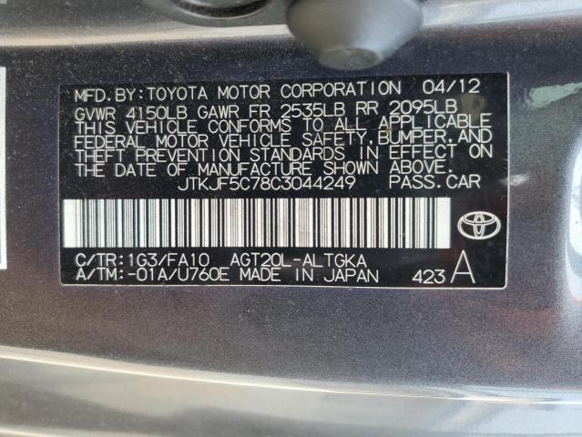 JTKJF5C78C3044249 - 2012 TOYOTA SCION TC 灰色 照片 12