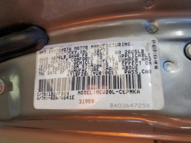 4T1BF28K1YU090655 - 2000 TOYOTA CAMRY LE GOLD photo 13