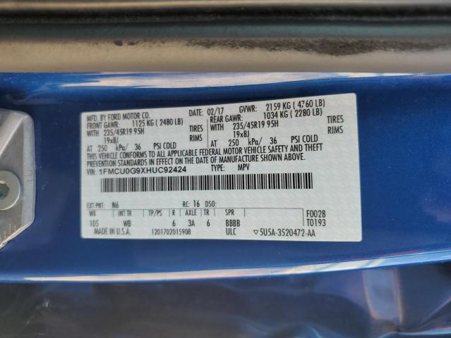 1FMCU0G9XHUC92424 - 2017 FORD ESCAPE SE 蓝色 照片 13