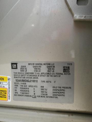 5GAKVBKD0GJ218810 - 2016 BUICK ENCLAVE ბეჟი ფოტო 14