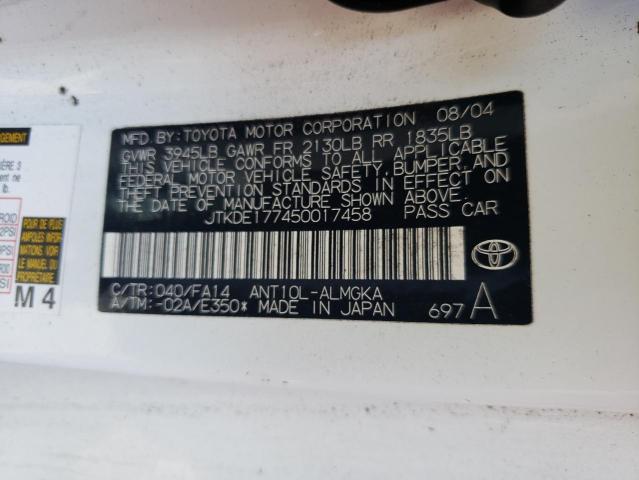 JTKDE177450017458 - 2005 TOYOTA SCION TC 白色 照片 12