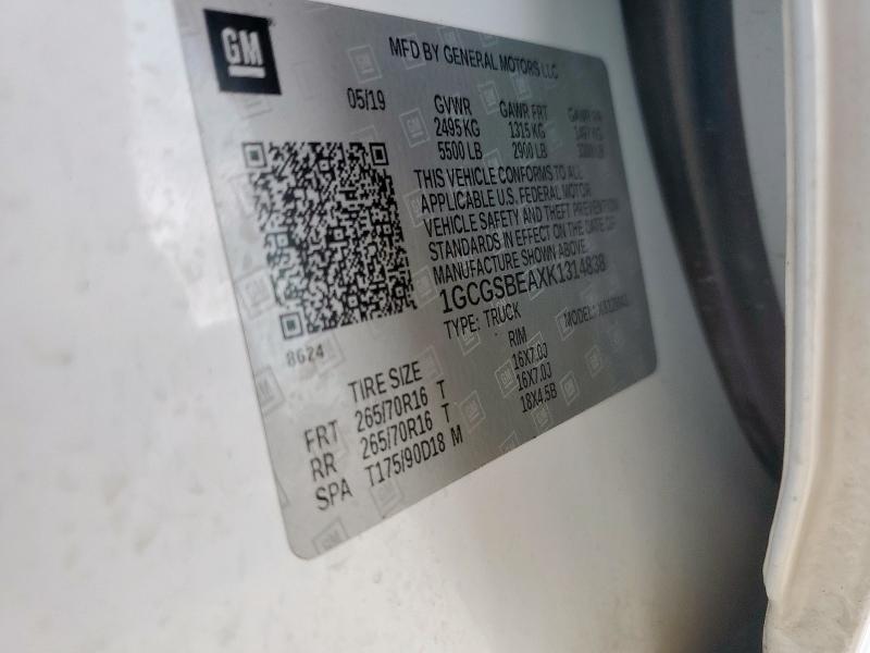 1GCGSBEAXK1314838 - 2019 CHEVROLET COLORADO Սպիտակ լուսանկար 12