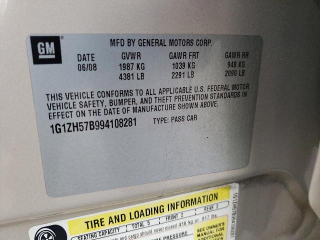 1G1ZH57B994108281 - 2009 CHEVROLET MALIBU 1LT 金色 照片 12