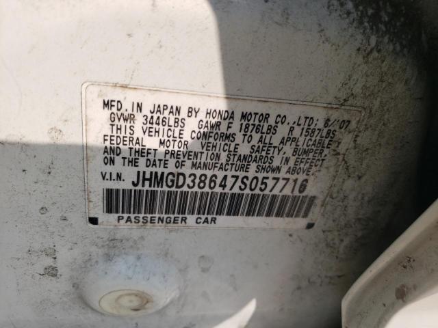 JHMGD38647S057716 - 2007 HONDA FIT S 白色 照片 12