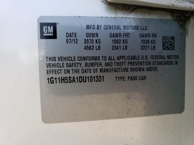 1G11H5SA1DU101331 - 2013 CHEVROLET MALIBU LTZ თეთრი ფოტო 12