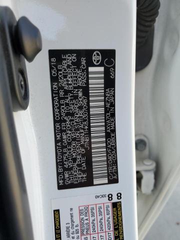 JTNB11HK8J3070987 - 2018 TOYOTA CAMRY L Ақ фото 12