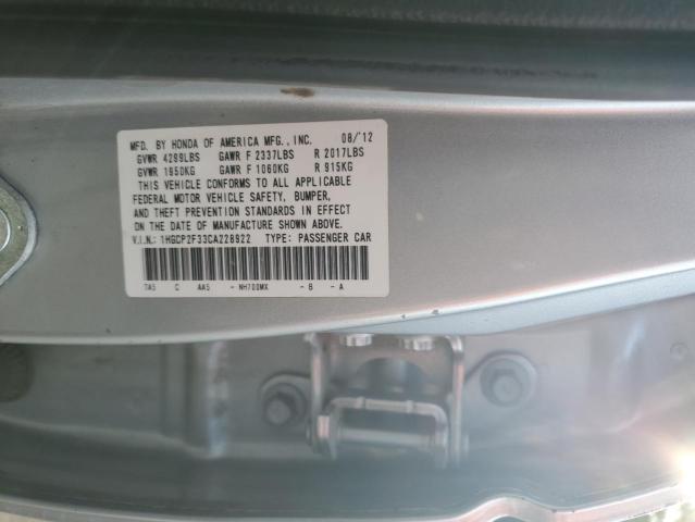 1HGCP2F33CA228922 - 2012 HONDA ACCORD LX SILVER photo 13