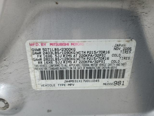 JA4MS31X17U011045 - 2007 MITSUBISHI OUTLANDER ES SILVER photo 13