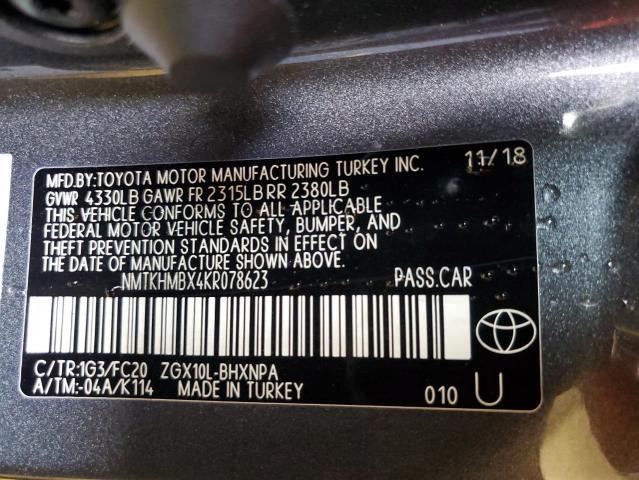 NMTKHMBX4KR078623 - 2019 TOYOTA C-HR XLE GRAY photo 14