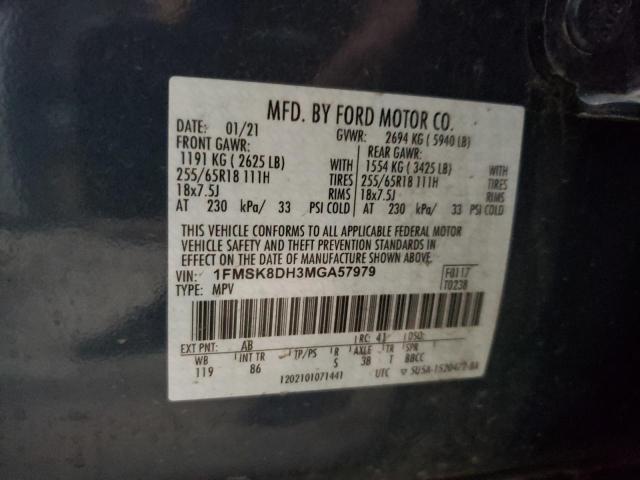 1FMSK8DH3MGA57979 - 2021 FORD EXPLORER XLT BLUE photo 13