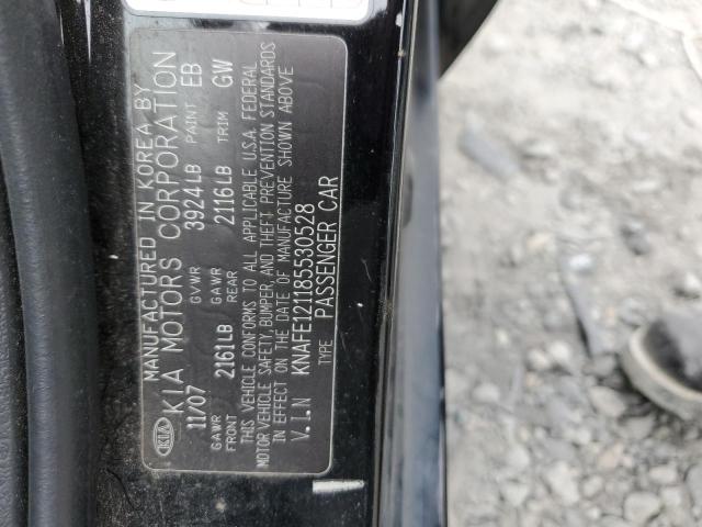 KNAFE121185530528 - 2008 KIA SPECTRA EX BLACK photo 12