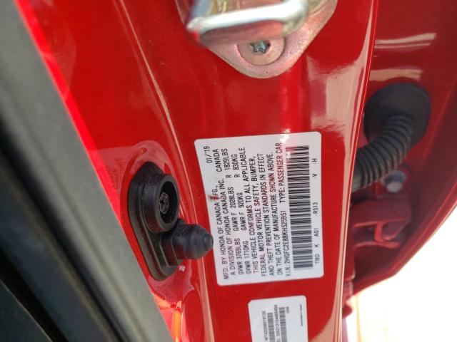 2HGFC2E88KH525951 - 2019 HONDA CIVIC SPORT RED photo 12