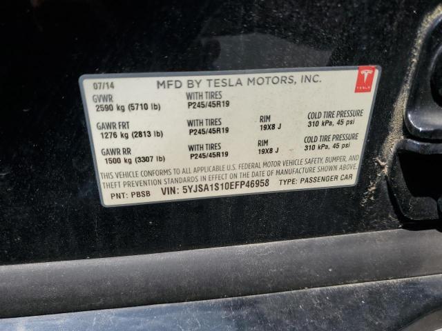 5YJSA1S10EFP46958 - 2014 TESLA MODEL S BLACK photo 12