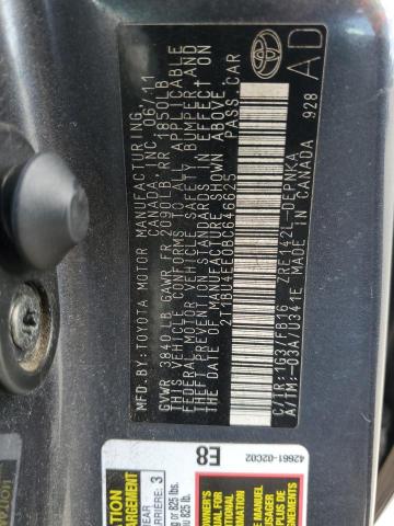 2T1BU4EE0BC646625 - 2011 TOYOTA COROLLA BASE Szary zdjęcie 12