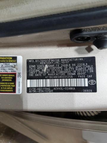 4T1BE46K48U225256 - 2008 TOYOTA CAMRY CE TAN photo 12