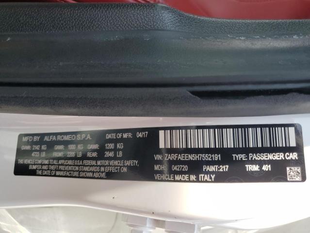 ZARFAEEN5H7552191 - 2017 ALFA ROMEO GIULIA TI Q4 WHITE photo 12