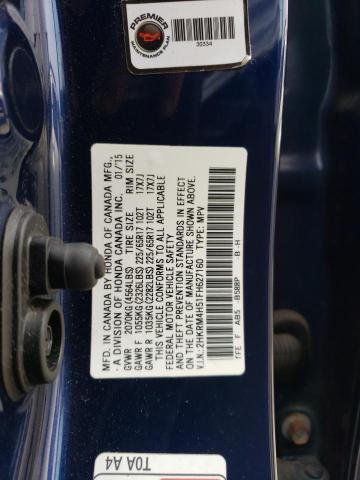 2HKRM4H51FH627160 - 2015 HONDA CR-V EX BLUE photo 12