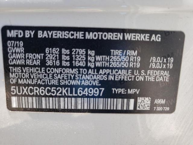 5UXCR6C52KLL64997 - 2019 BMW X5 XDRIVE40I Blanc photo 13
