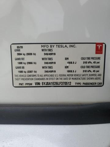 5YJSA1E26LF370512 - 2020 TESLA MODEL S Ağ foto 12