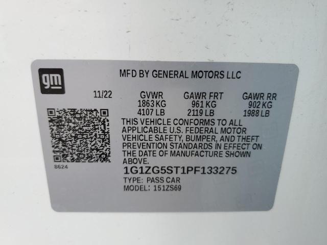 1G1ZG5ST1PF133275 - 2023 CHEVROLET MALIBU RS WHITE photo 12