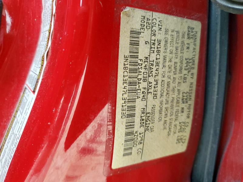3N1BC13E47L391330 - 2007 NISSAN VERSA S RED photo 13