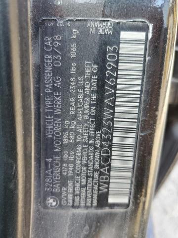 WBACD4323WAV62903 - 1998 BMW 328 I AUTOMATIC BLACK photo 12