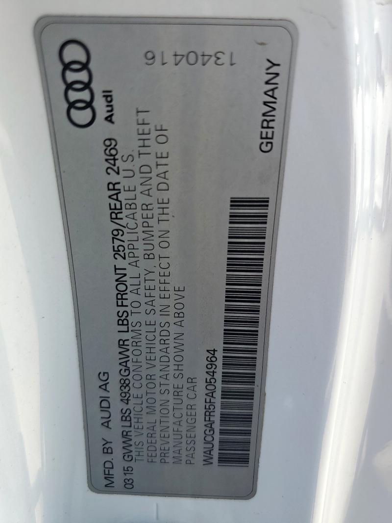 WAUCGAFR5FA054964 - 2015 AUDI S5 PREMIUM PLUS 白色 照片 12