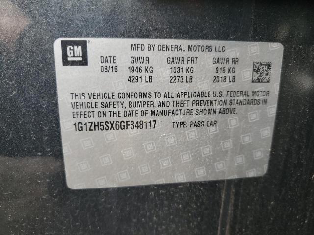 1G1ZH5SX6GF348117 - 2016 CHEVROLET MALIBU PREMIER GRAY photo 12