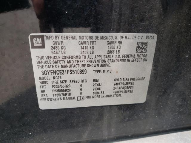 3GYFNCE31FS510899 - 2015 CADILLAC SRX PERFORMANCE COLLECTION Czarny zdjęcie 14