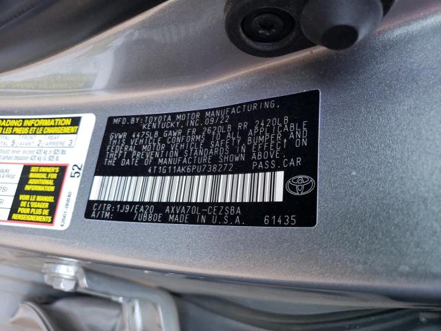 4T1G11AK6PU738272 - 2023 TOYOTA CAMRY SE NIGHT SHADE BLUE photo 12