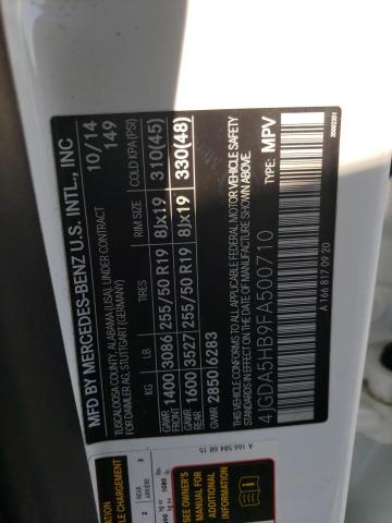 4JGDA5HB9FA500710 - 2015 MERCEDES-BENZ ML 350 4MATIC WHITE photo 13